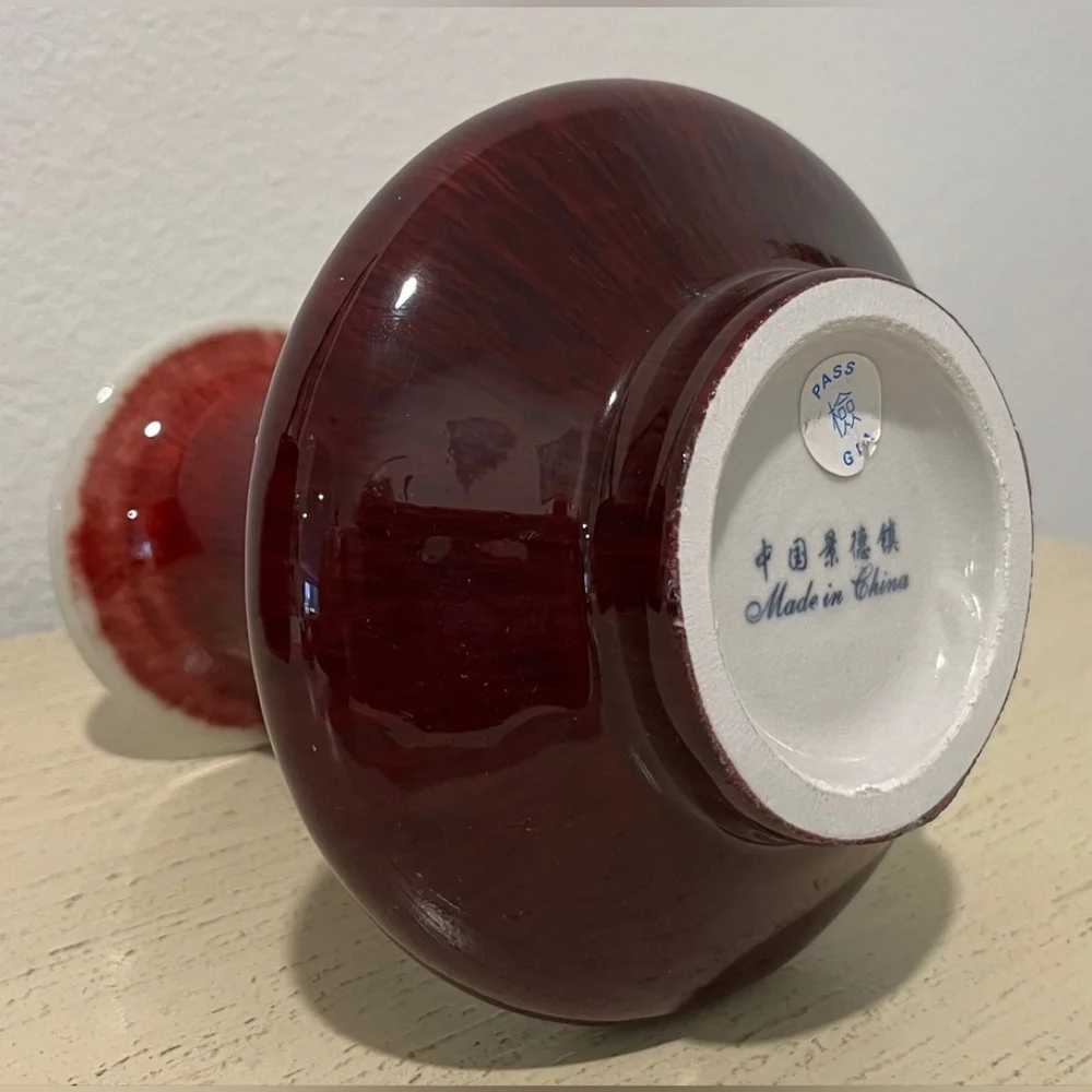 Rare Vintage Jingdezhen Oxblood Vase‎ From Gumps San Francisco With Box EUC